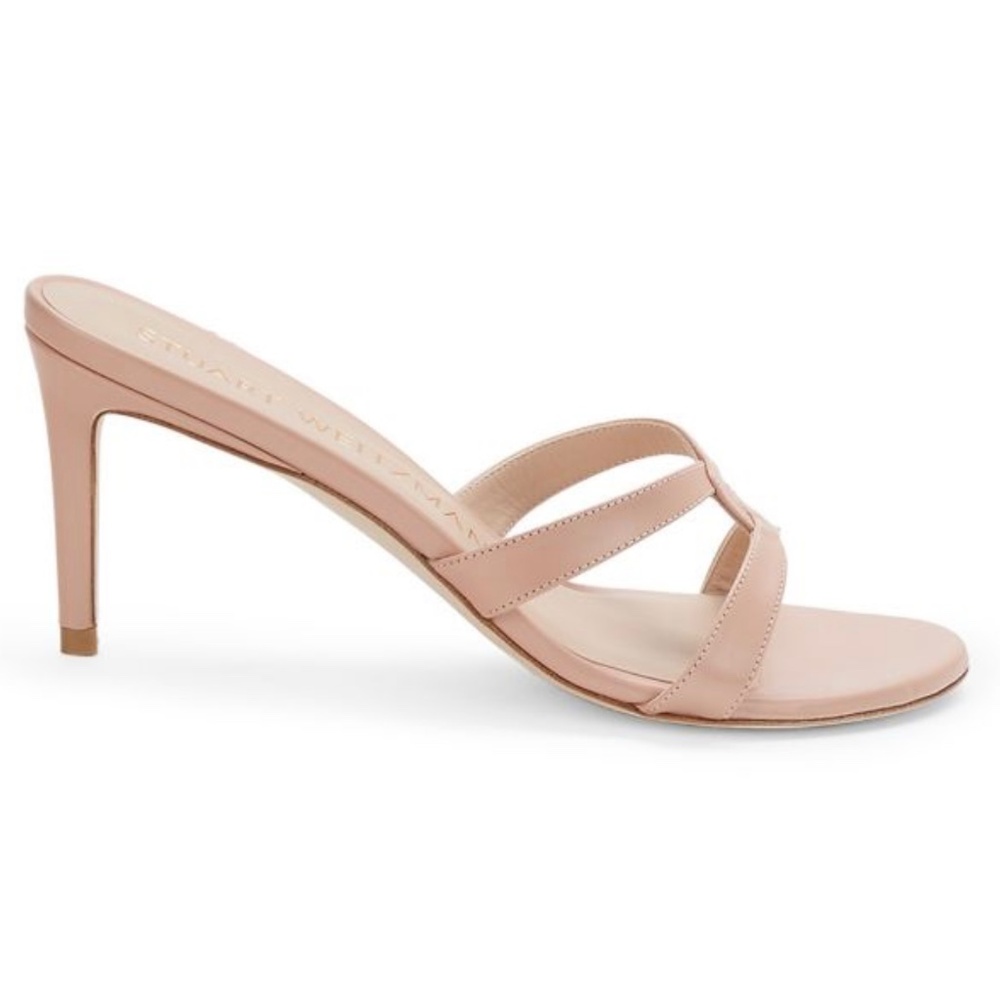 Stuart Weitzman Soiree Sleek 75 Sandal Stiletto Heel Poudre Leather Pumps 8.5 - Picture 2 of 16